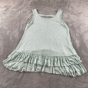 Sun n Moon Women Mint Green Heathered Ruffle Hem Sleeveless Tank Top Relaxed L